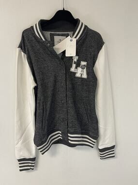 Colin’s LA Los Angeles Baseball Jacket Womens Medium Sweater Gray Pocket N214